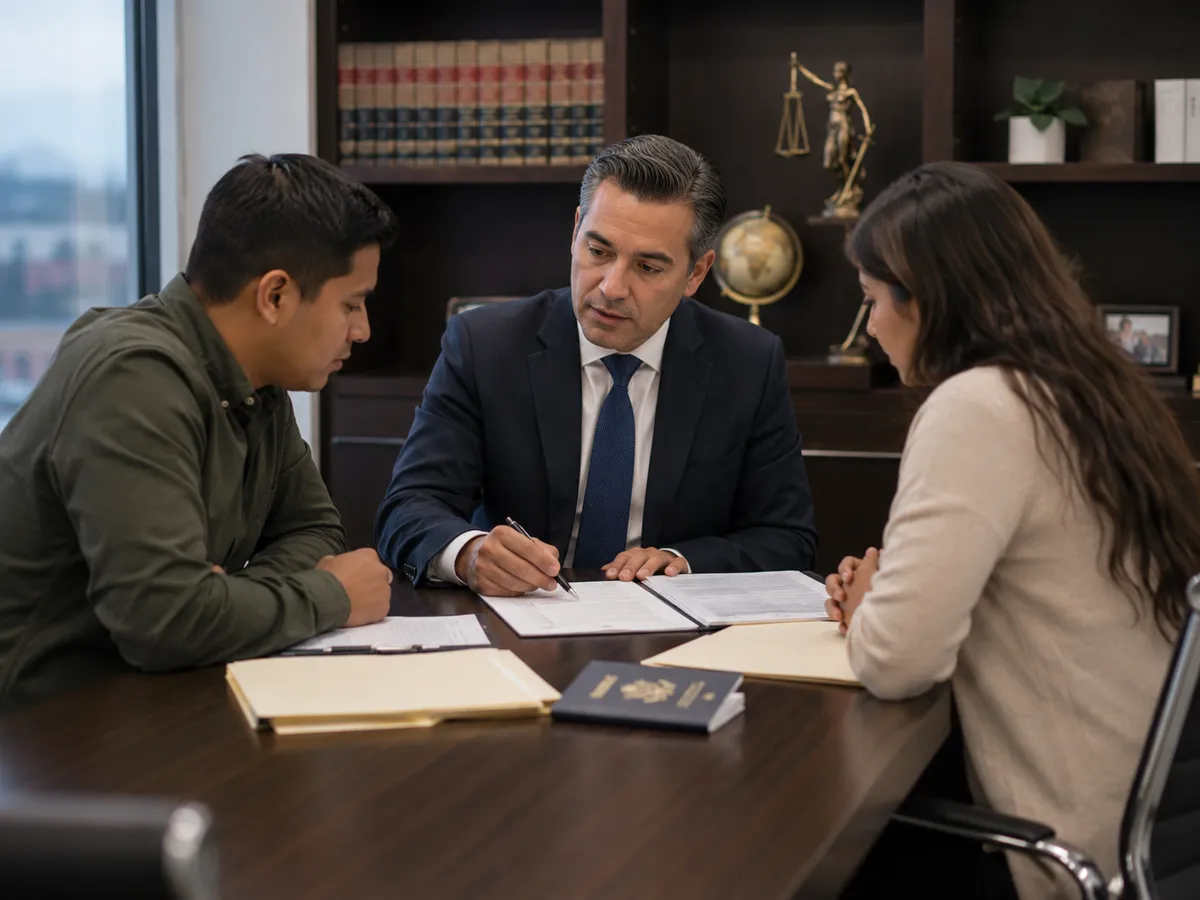 An immigration attorney preparing a removal defense case file
